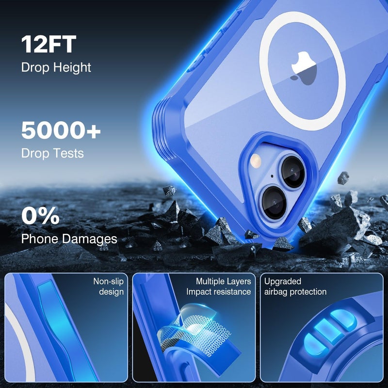 CENHUFO Magnetic Case for iPhone 16, Compatible with MagSafe Built-in Tempered Glass Screen Protector and Camera Protector [9H HD] 360° Shockproof Phone Cover Double Case – Light Blue Longevity optimized build - Image 5