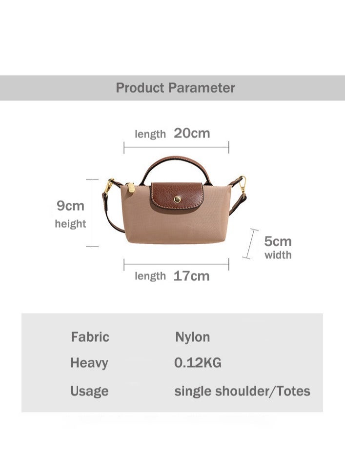 CIMIA Mini Nylon Crossbody Handbag,Orange with Brown PU Trim, Top Handle  - Image 3