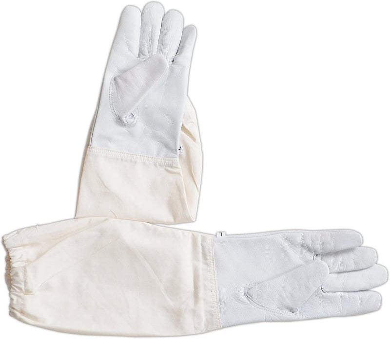 FOREST BEEKEEPING SUPPLY Goatskin Leather Beekeeper's Glove with Long Canvas Sleeve & Elastic Cuff. Keystone thumb and dexterity (X-Large) - Image 4