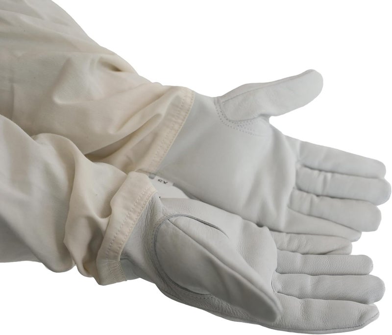 FOREST BEEKEEPING SUPPLY Goatskin Leather Beekeeper's Glove with Long Canvas Sleeve & Elastic Cuff. Keystone thumb and dexterity (X-Large) - Image 3