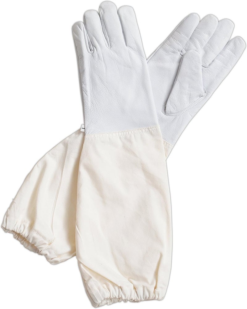 FOREST BEEKEEPING SUPPLY Goatskin Leather Beekeeper's Glove with Long Canvas Sleeve & Elastic Cuff. Keystone thumb and dexterity (X-Large) - Image 5