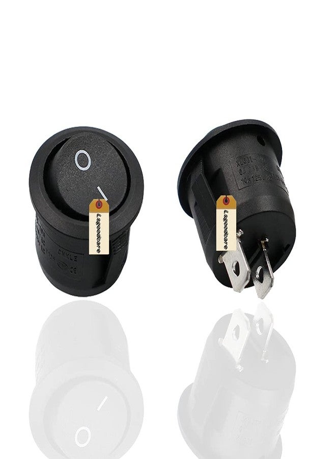 Lsgoodcare 30PCS Round Type Switch Black AC 6A 250V 10A 125V 2 Pin ON/Off I/O SPST Snap in Mini Boat Rocker Switch with 30Pcs Waterproof Cap (Black) - Image 2