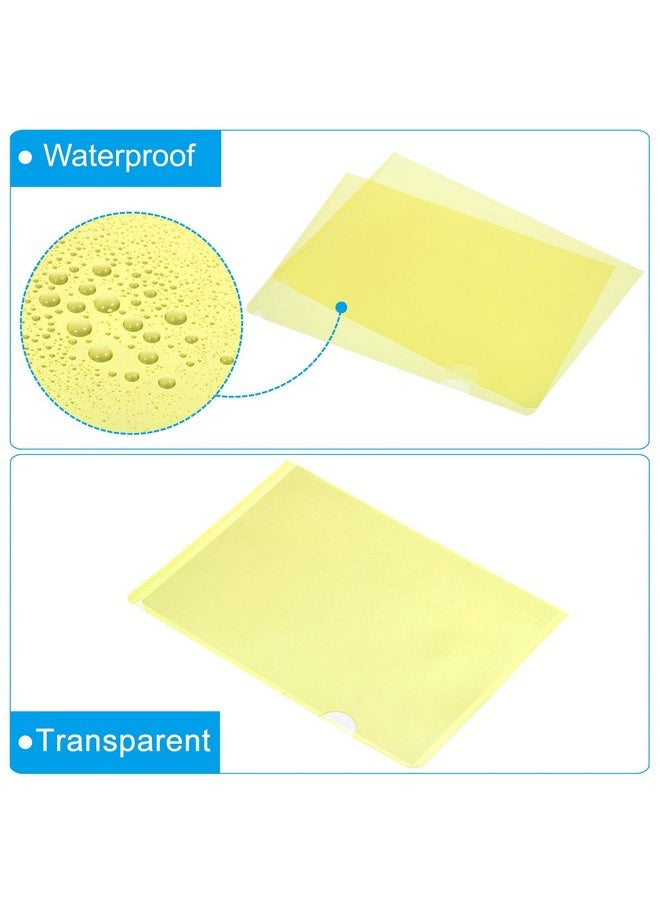 PATIKIL - L Type Folders 12 Pack A5 Plastic Clear Document Folder File Jacket Sleeves Project Pockets Yellow - Image 1