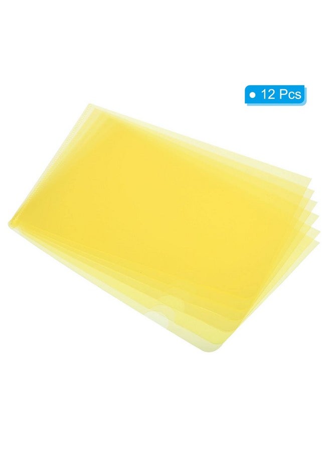 PATIKIL - L Type Folders 12 Pack A5 Plastic Clear Document Folder File Jacket Sleeves Project Pockets Yellow - Image 1