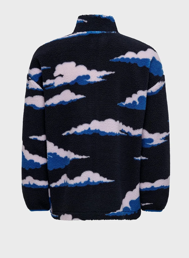 Only & Sons Zip Through Printed Sweatshirt