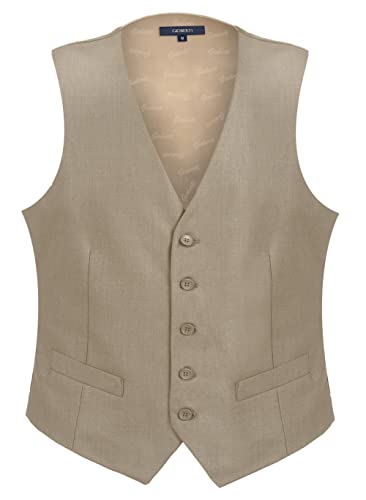 Gioberti Men's Formal Suit Vest Fit for Business or Casual Dress, Beige, 3X-Large - Image 1