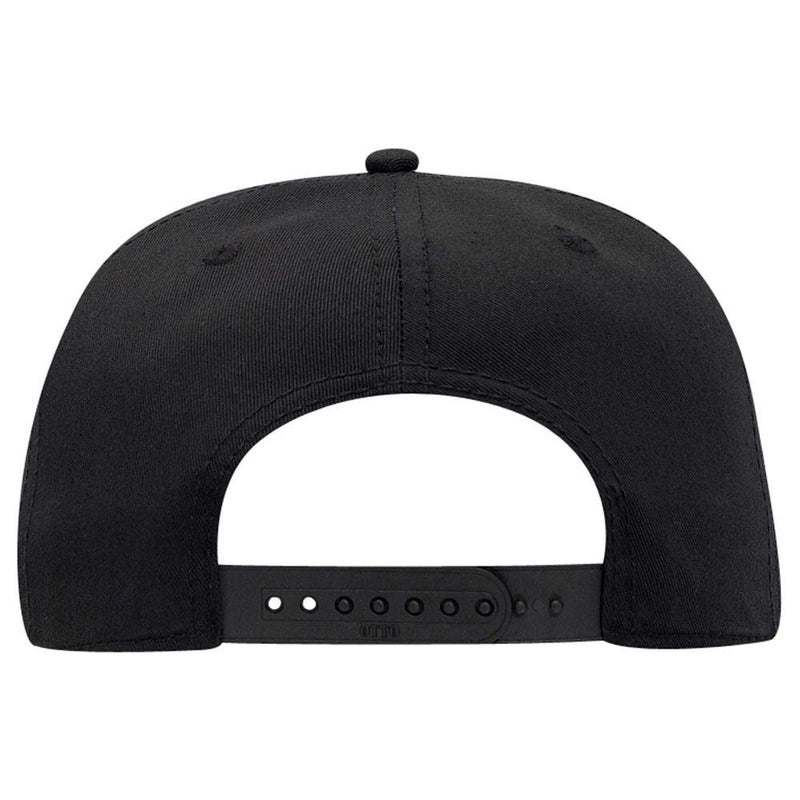 OTTO SNAP Cotton Twill Round Flat Visor 6 Panel Pro Style Snapback Hat - Black - Image 3