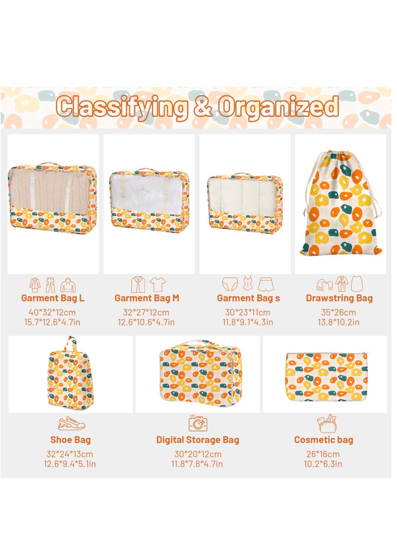 مجموعة مكعبات التعبئة الضاغطة للسفر لتنظيم الحقائب والحقائب الظهر، منظمات أمتعة قابلة للتوسيع لتسهيل التعبئة، 7 قطع - Image 3