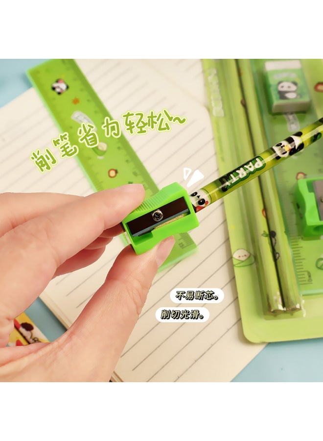 HELPS Cartoon Pencil Stationery Set Small Gift Student Souvenir Student Five-piece Set Rubber Ruler Pencil Sharpener - Image 3