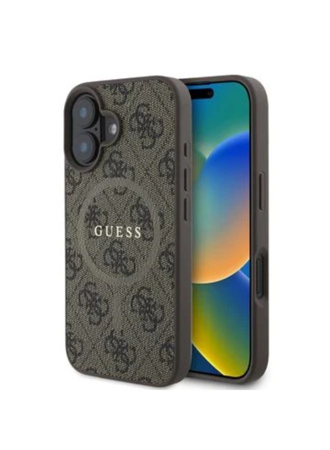 GUESS Guess 4G Magnetic Ring Case for iPhone 16 – MagSafe Compatible – Luxury Brown Edition - Image 1