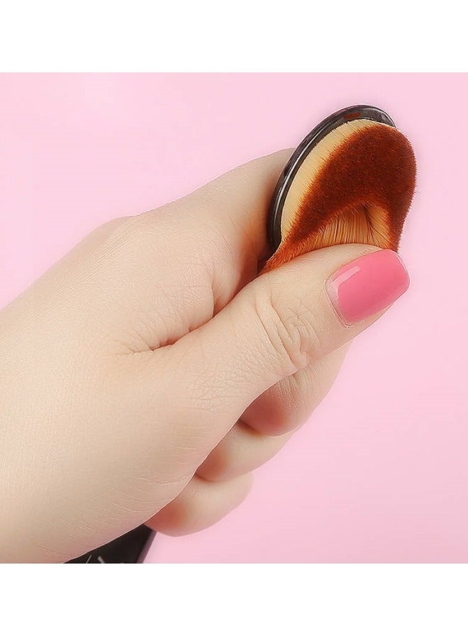 Generic Professional oval makeup brush set of makeup brushes for flawlessly blending liquid, cream or powder cosmetics PINK  - Image 4