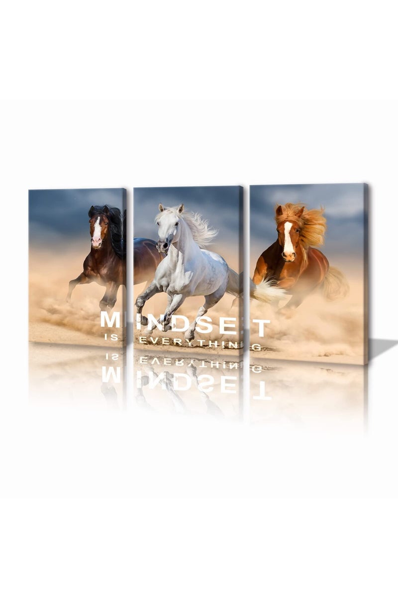 KAWAHONE 3 Panels Inspirational Canvas Wall Art Running Wild Horses Decor Galloping Horses Wall Art Animal Posters, Wild Animal Picture Print on Canvas Ready to Hang - Image 1