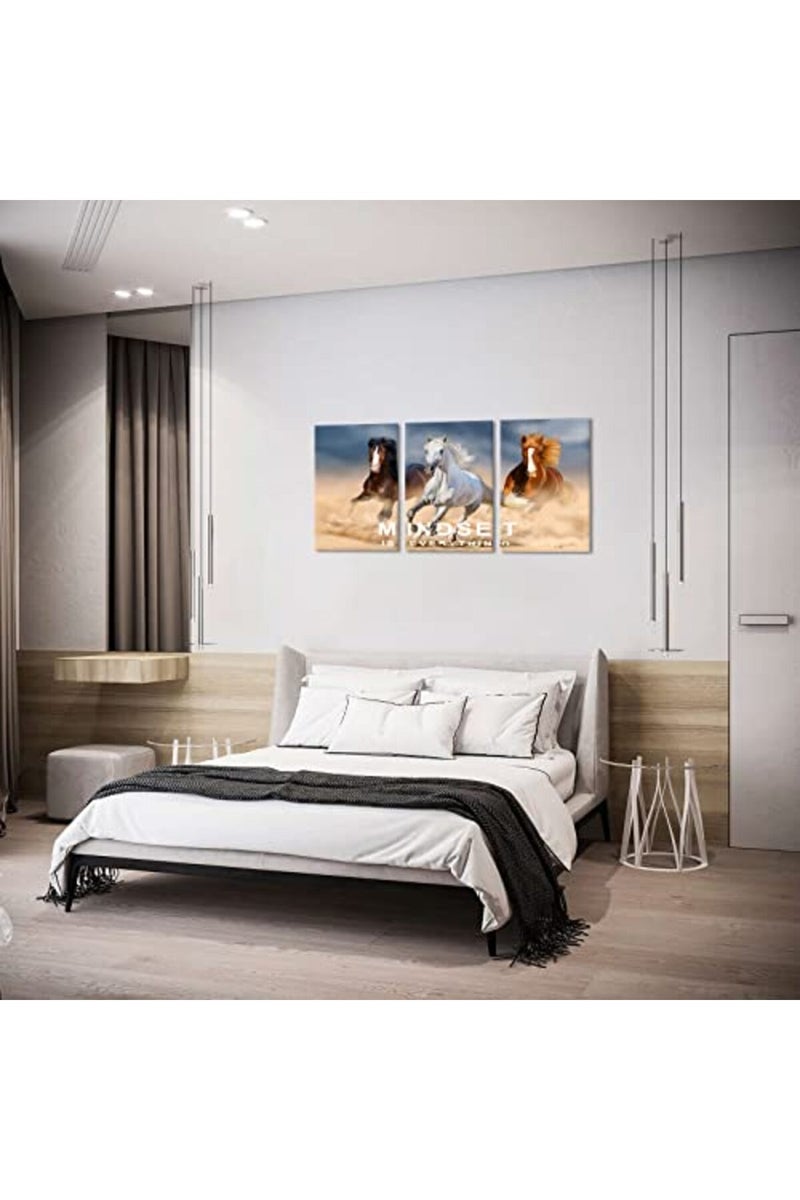 KAWAHONE 3 Panels Inspirational Canvas Wall Art Running Wild Horses Decor Galloping Horses Wall Art Animal Posters, Wild Animal Picture Print on Canvas Ready to Hang - Image 3