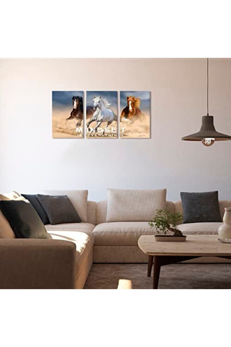 KAWAHONE 3 Panels Inspirational Canvas Wall Art Running Wild Horses Decor Galloping Horses Wall Art Animal Posters, Wild Animal Picture Print on Canvas Ready to Hang - Image 4
