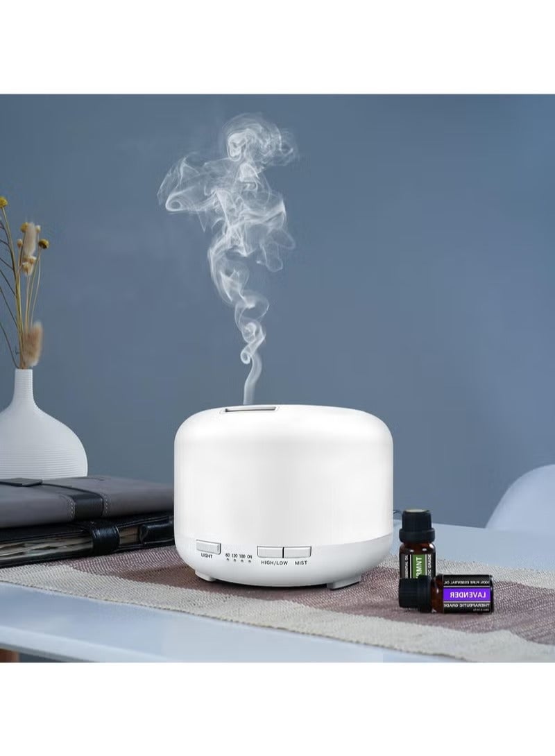 Hoasis Aroma Diffuser Essential Oil Air Humidifier With 7-Colour LED Light and Remote Control, 500ml, White - Image 2