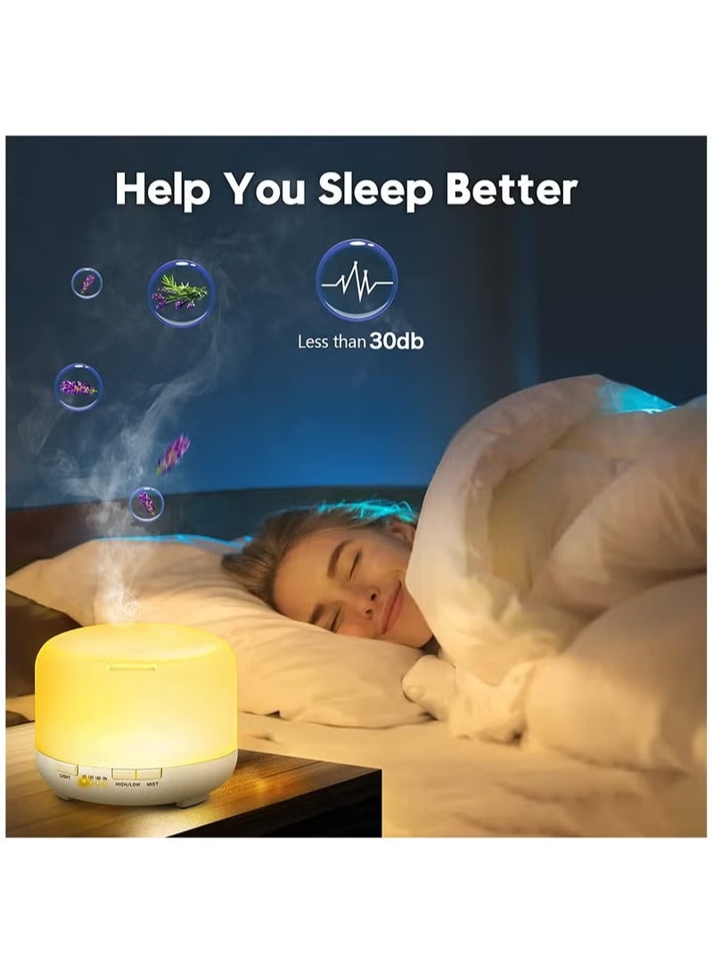 Hoasis Aroma Diffuser Essential Oil Air Humidifier With 7-Colour LED Light and Remote Control, 500ml, White - Image 3