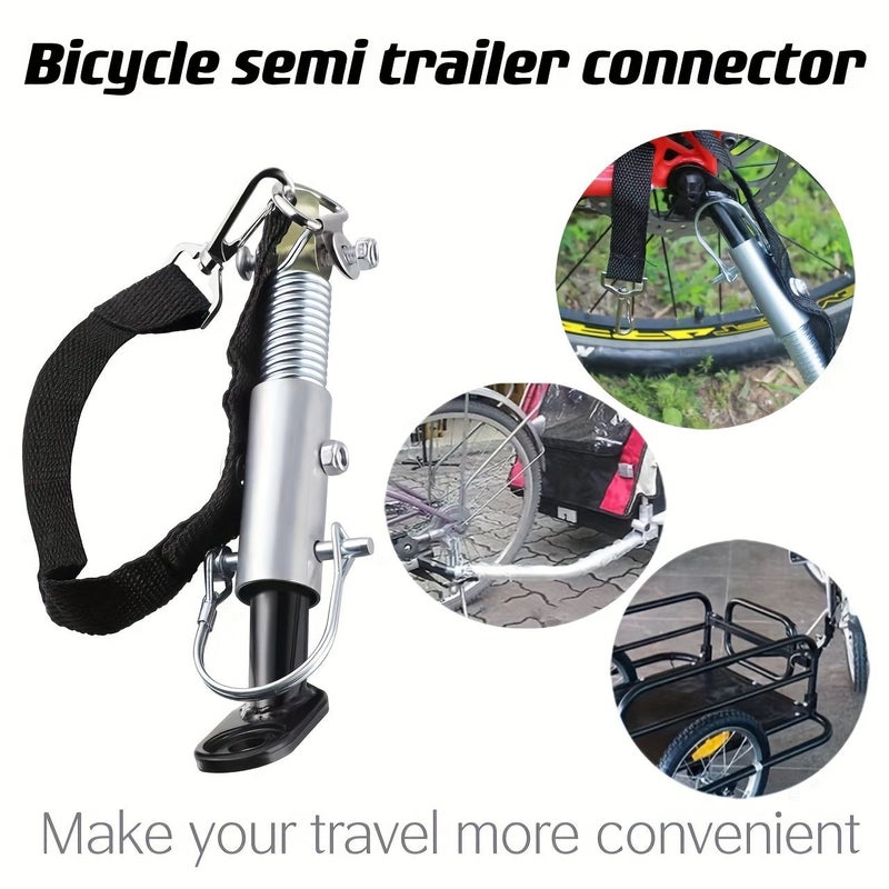 Silvery Bike Semi Trailer Connector Utility Vehicle Towing Kit Bicycle Accessory - Image 1