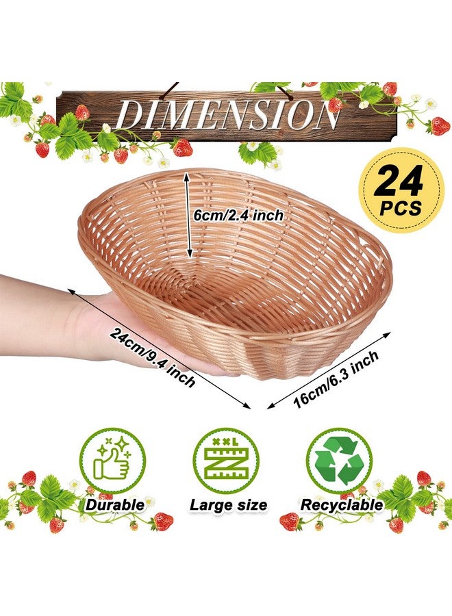 بوتشن مجموعة من 24 سلة بلاستيكية بيضاوية صغيرة لتخزين الفاكهة والخبز، سلة تخزين طعام للهدايا، فارغة للمطبخ المنزلي والمطعم، تخزين الطعام، عرض الديكور - Image 2