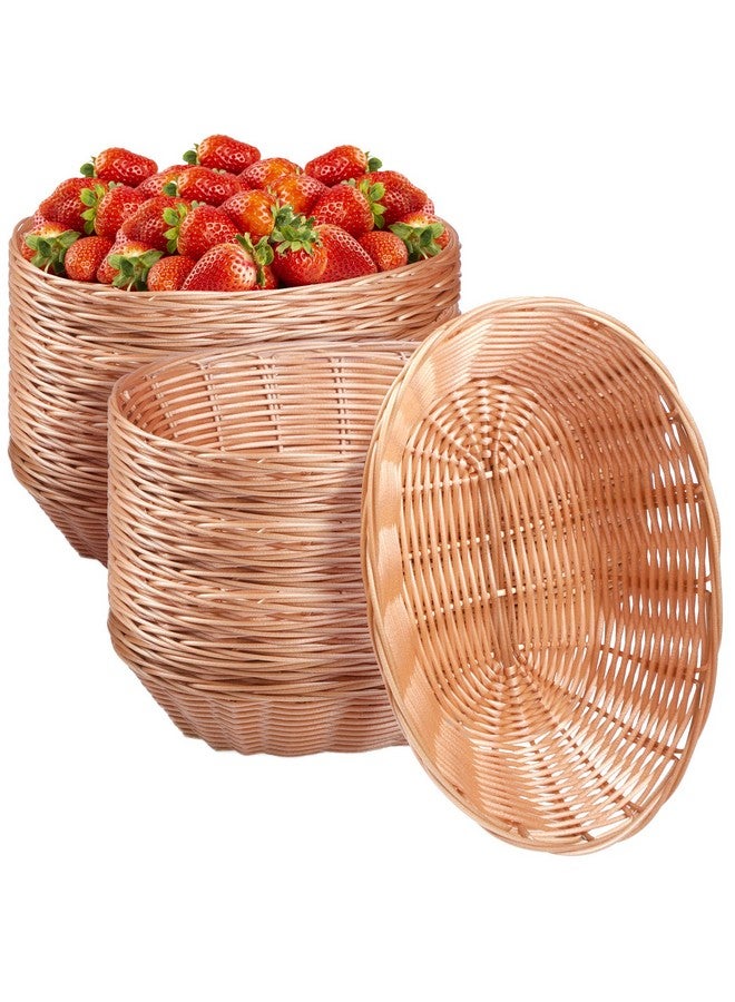 بوتشن مجموعة من 24 سلة بلاستيكية بيضاوية صغيرة لتخزين الفاكهة والخبز، سلة تخزين طعام للهدايا، فارغة للمطبخ المنزلي والمطعم، تخزين الطعام، عرض الديكور - Image 1