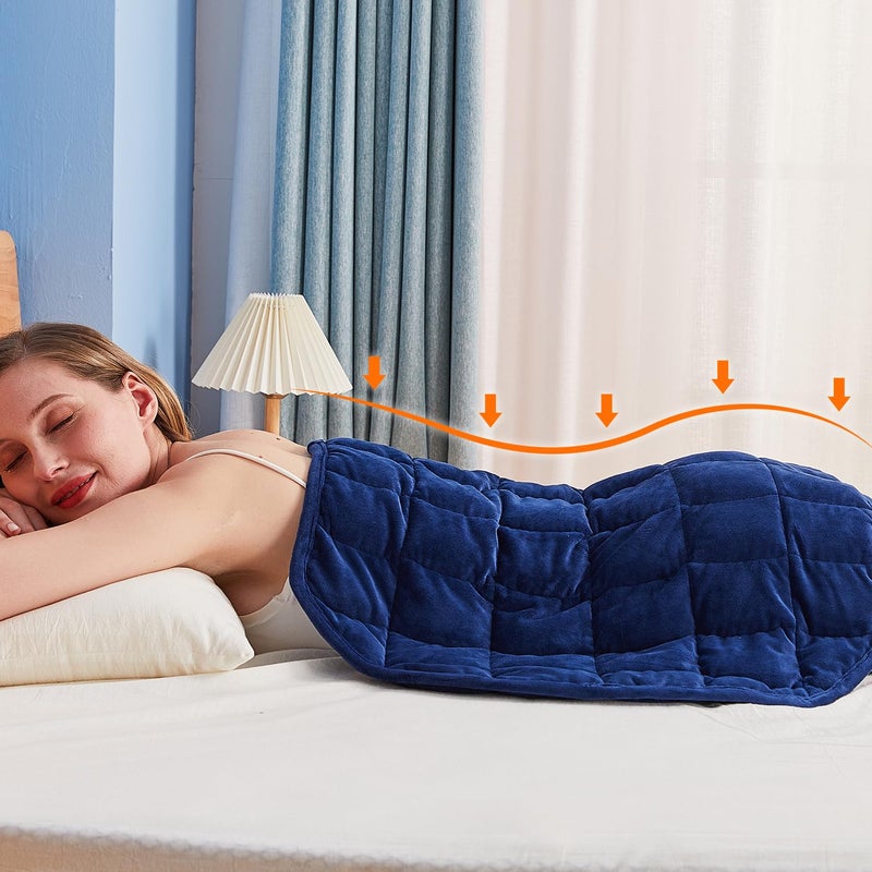 Kivik Weighted Blanket 7 lbs for AdultSmall Weighted Blanket Travel SizeWeighted Lap Blanket Throw for Calming  Relaxing Navy Blue 29x24 Inches