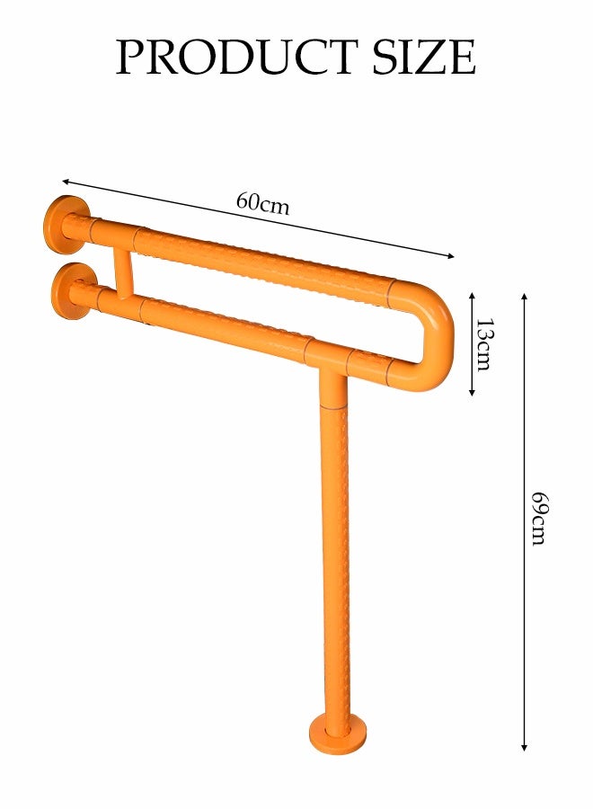 Toilet Grab Bar，Drop Down Toilet Hand Rail ，Luminous Protection,Folding Toilet Safety Rails for Bathroom with Leg Anti-Slip for Elderly Disabled Pregnant, 60cm,Yellow - Image 2