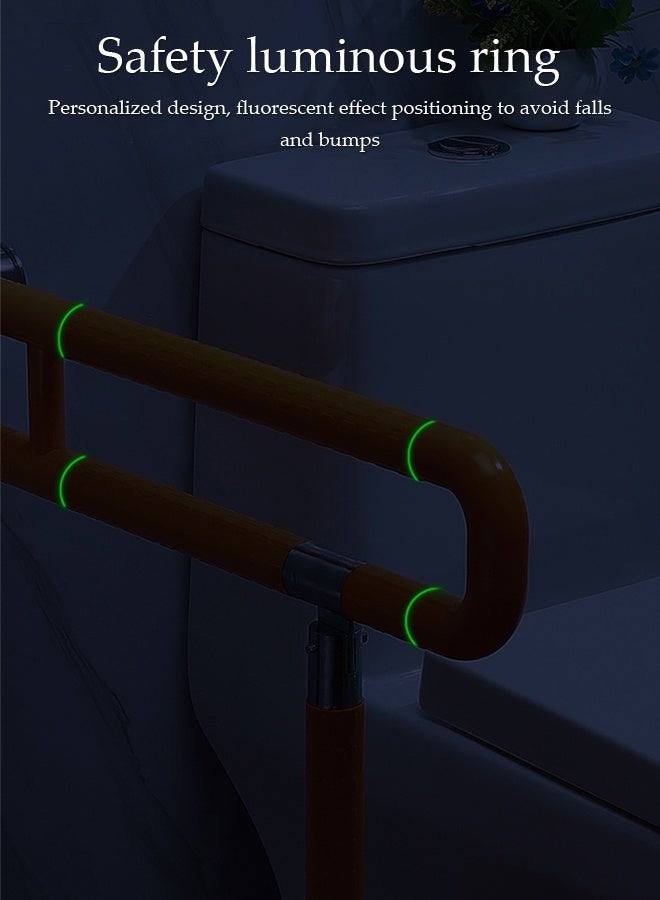 Toilet Grab Bar，Drop Down Toilet Hand Rail ，Luminous Protection,Folding Toilet Safety Rails for Bathroom with Leg Anti-Slip for Elderly Disabled Pregnant, 60cm,Yellow - Image 4