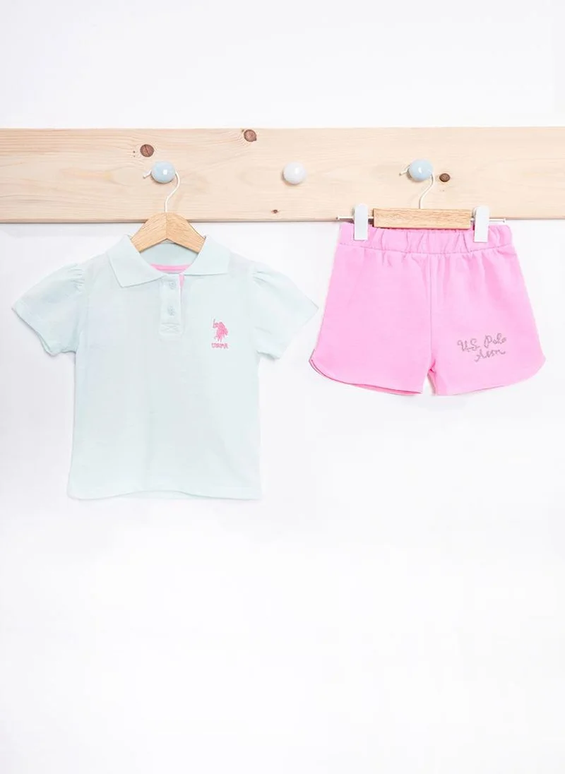 U.S. Polo Assn. U.S. Polo Assn. Baby Girls Mint/Pink Baby Set