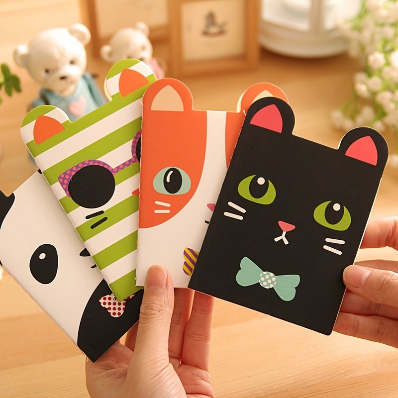 Set Of 4 Random Styles Animal Themed Pocket Notebooks Mini Notepads Cartoon Softcover Creative Gift For Office And Study - Image 1