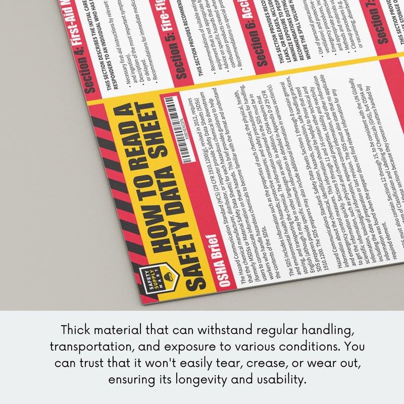 Safety Supply Mart كيفية قراءة ملصق بيانات السلامة (SDS/MSDS) ، 24 × 33 بوصة ، ورق مطلي بالأشعة فوق البنفسجية (ملصق) - Image 5