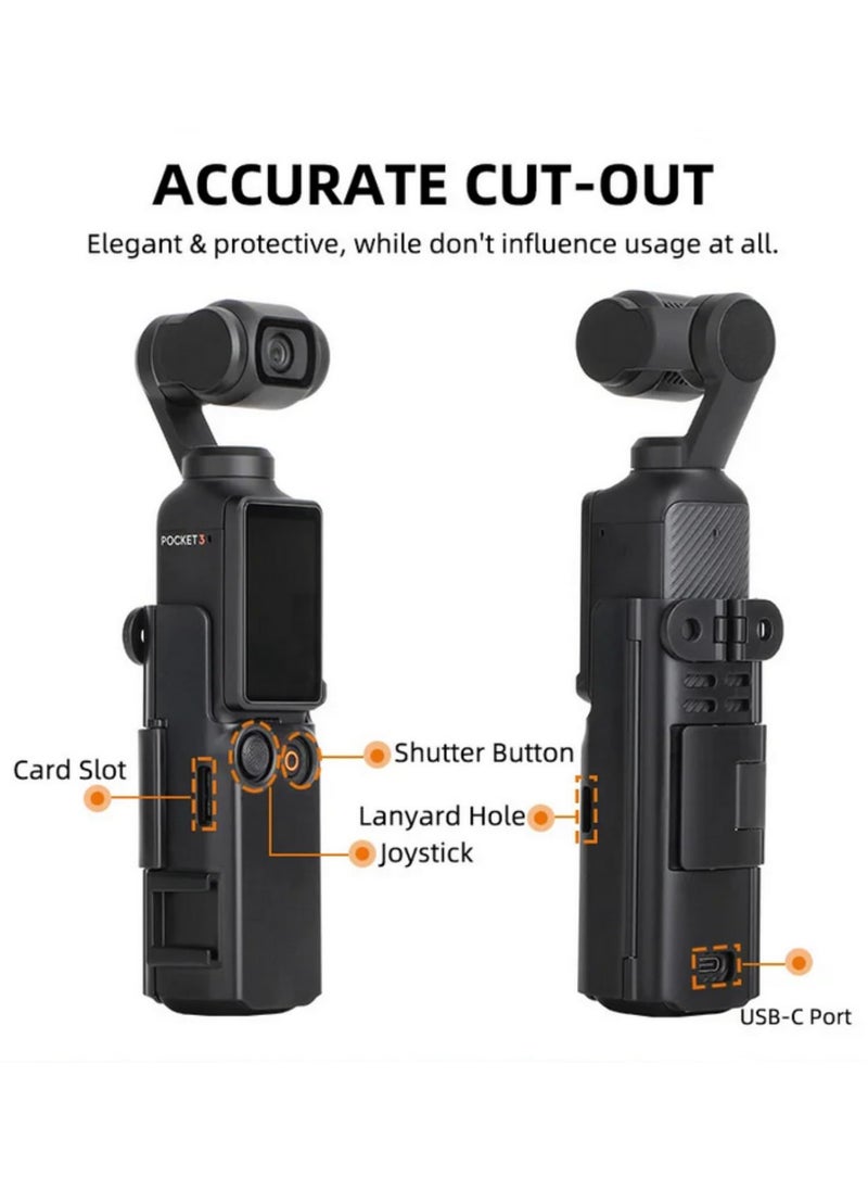 Generic - For DJI Osmo Pocket 3 Expansion Adapter Frame Protective Case Cold Shoe Brackets Handle Housing Shell Cover with Foldable Two Claw Interface for Microphones Fill Lights Grip - Image 1