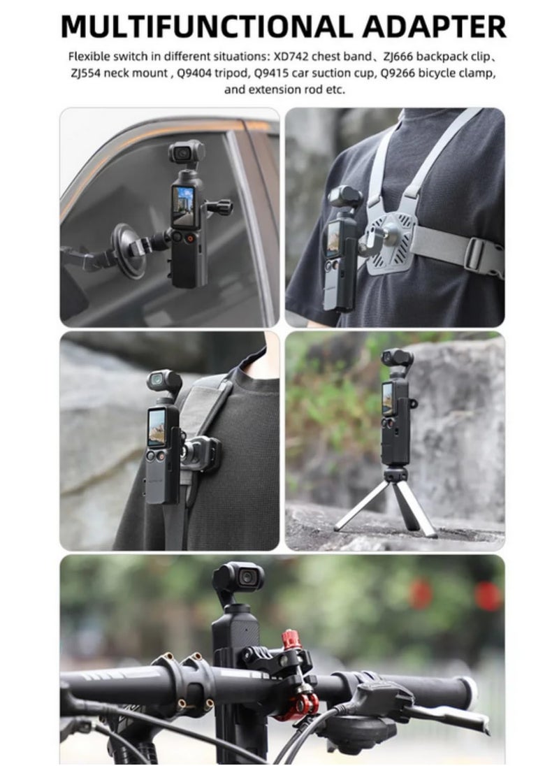 Generic - For DJI Osmo Pocket 3 Expansion Adapter Frame Protective Case Cold Shoe Brackets Handle Housing Shell Cover with Foldable Two Claw Interface for Microphones Fill Lights Grip - Image 1