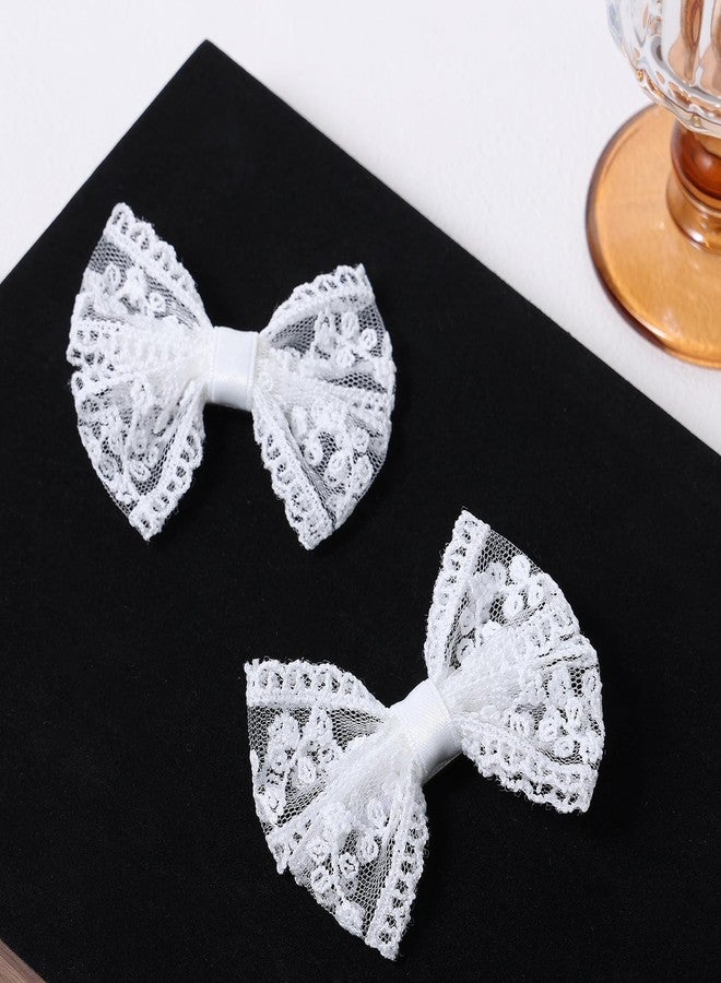 Miroksh White Lace Hair Bows Small Cute Lace Ribbon Bow Alligator Clip Hairpins Barrettes 3" Baby Teens Toddler Flower Girls Wedding Pageant Communion Birthday Party Dress Decor Accessories - Image 5