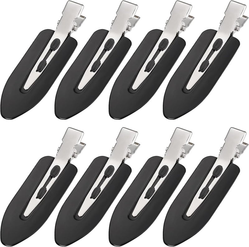 مادهوللي مشابك شعر 8 قطع لا تنثني - مشابك شعر لا تتجعد مشابك تصفيف على شكل منقار البط مشابك شعر تمساح لا تترك أثرًا، هدايا صغيرة للنساء والفتيات صالون تصفيف الشعر تسريحات الشعر تسريحة الشعر الأمامي تموجات الشعر الماكياج، أسود - Image 1