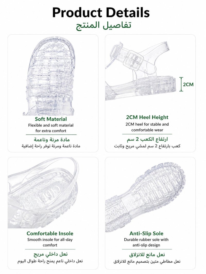 صندل نسائي شفاف بتصميم الصياد ونعل سميك ومقدمة مغلقة مناسب للشاطئ والسفر والاستخدام اليومي - Image 2