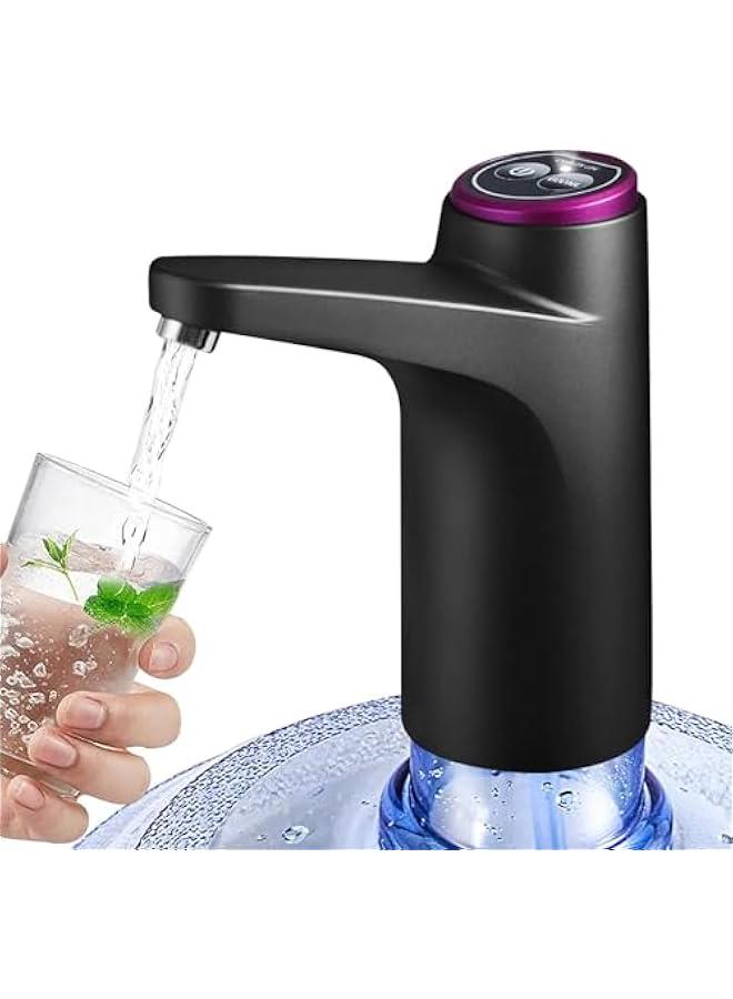 HOOKOR Water Bottle Pump,  Drinking Water Pump, USB Charging Bottled Water Pump, Automatic Drinking Water Pump, For Universal 3-5 Gallon Bottle, Portable Water Dispenser For Indoor & Outdoor (Black)  - Image 1