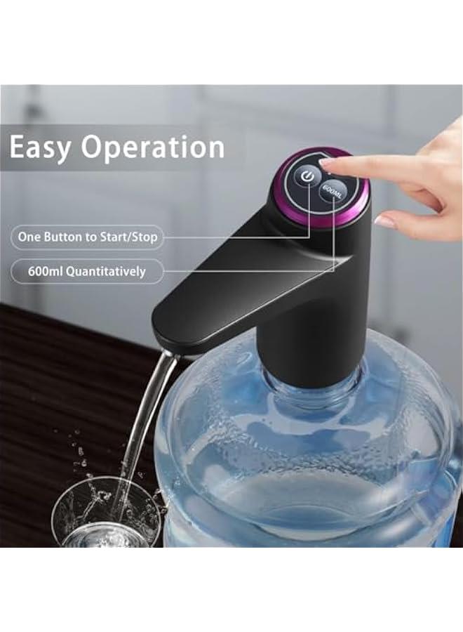 HOOKOR Water Bottle Pump,  Drinking Water Pump, USB Charging Bottled Water Pump, Automatic Drinking Water Pump, For Universal 3-5 Gallon Bottle, Portable Water Dispenser For Indoor & Outdoor (Black)  - Image 2