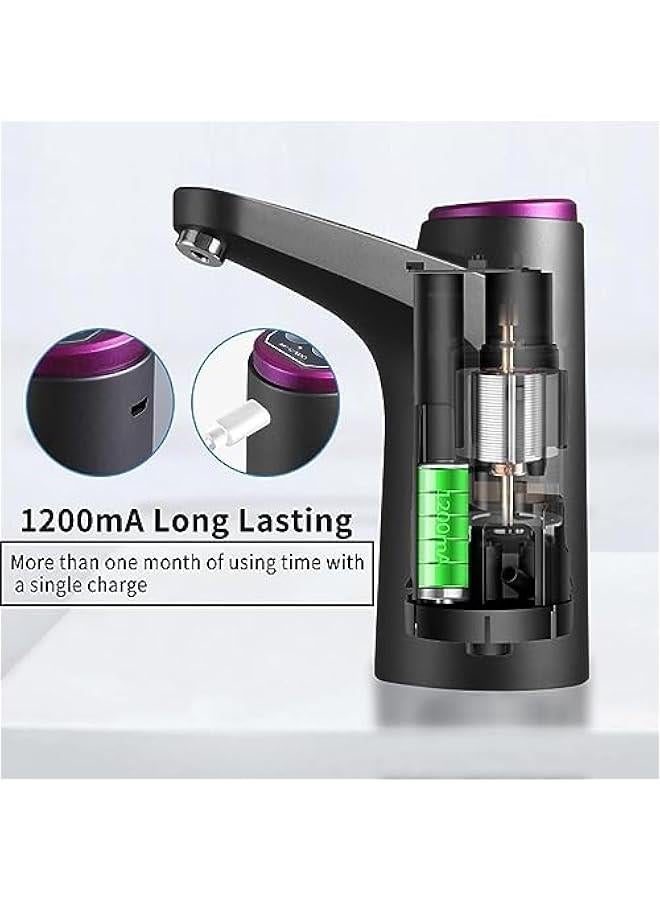 HOOKOR Water Bottle Pump,  Drinking Water Pump, USB Charging Bottled Water Pump, Automatic Drinking Water Pump, For Universal 3-5 Gallon Bottle, Portable Water Dispenser For Indoor & Outdoor (Black)  - Image 3