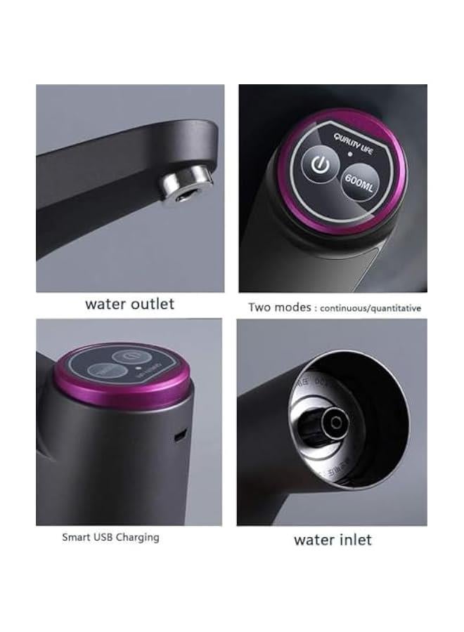HOOKOR Water Bottle Pump,  Drinking Water Pump, USB Charging Bottled Water Pump, Automatic Drinking Water Pump, For Universal 3-5 Gallon Bottle, Portable Water Dispenser For Indoor & Outdoor (Black)  - Image 4