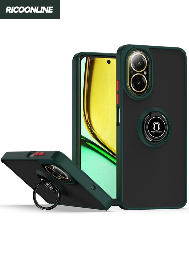حافظة Realme C67، حافظة واقية ذات ملمس ناعم مع مسند مغناطيسي، غطاء خلفي مقاوم للخدش وغير قابل للانزلاق ومقاوم للصدمات لهاتف Realme C67 4G، أخضر