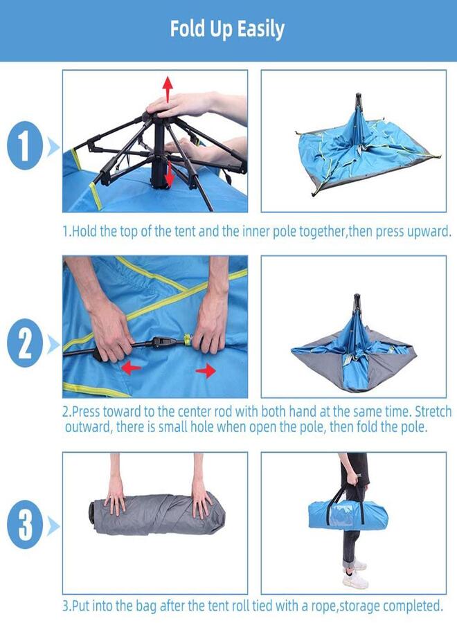 BUYCO خيمة أوتوماتيكية خارجية لـ 4 أشخاص للتخييم سهلة التركيب المحمولة للتنقل والسفر والمشي في الطبيعة - Image 3