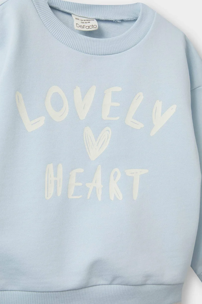 ديفاكتو Baby Girl Crew Neck Printed Sweatshirt