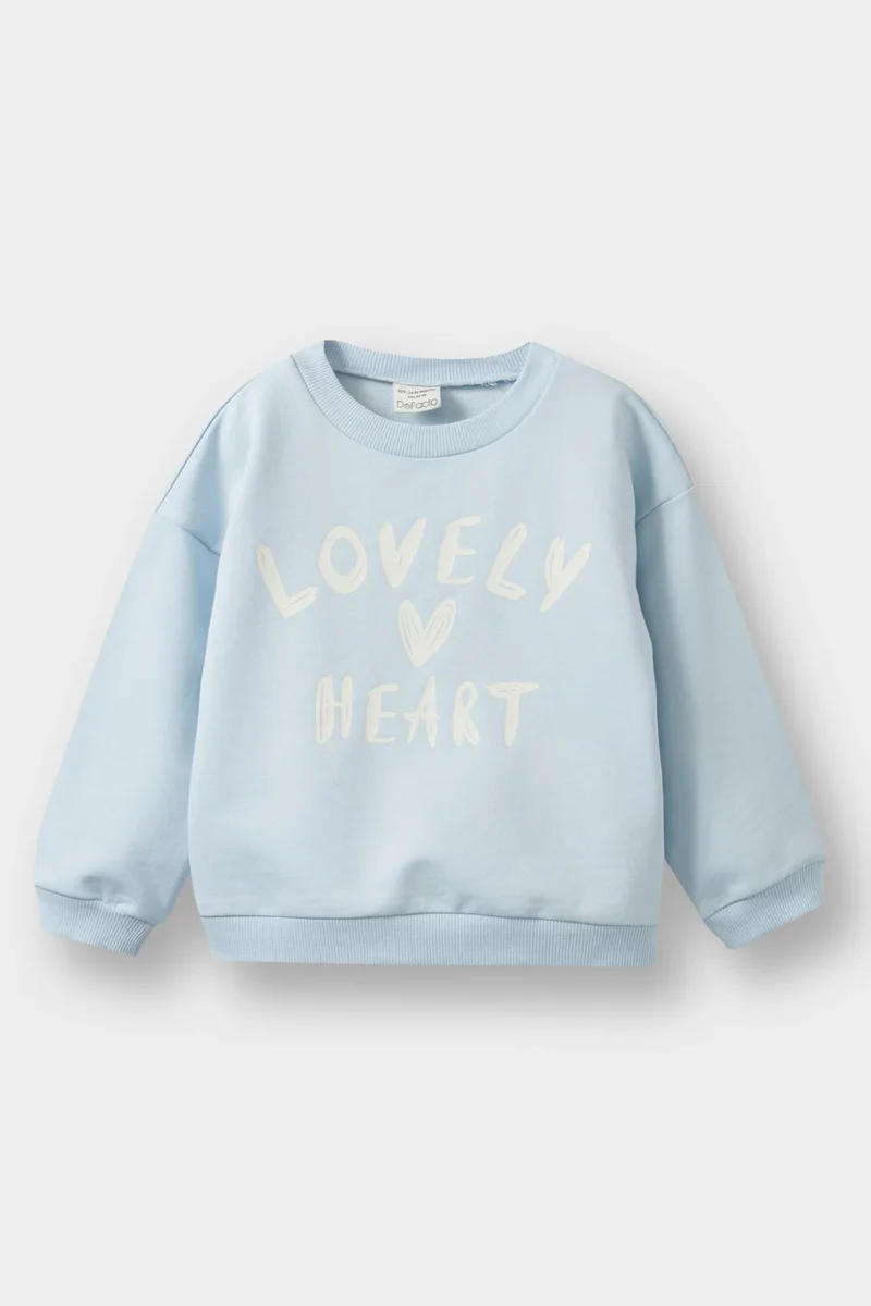 ديفاكتو Baby Girl Crew Neck Printed Sweatshirt