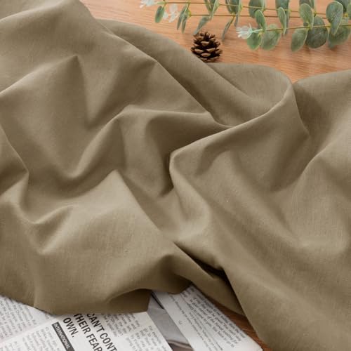 NSGZ Linen Fabric by The Yard, 61 Inch Wide Natural Blend Cloth, 60% Linen 40% Cotton Fabric for Sewing, Embroidery, Needlework and Tablecloths (Natural, 1 Yard) - Image 2