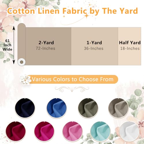 NSGZ Linen Fabric by The Yard, 61 Inch Wide Natural Blend Cloth, 60% Linen 40% Cotton Fabric for Sewing, Embroidery, Needlework and Tablecloths (Natural, 1 Yard) - Image 3