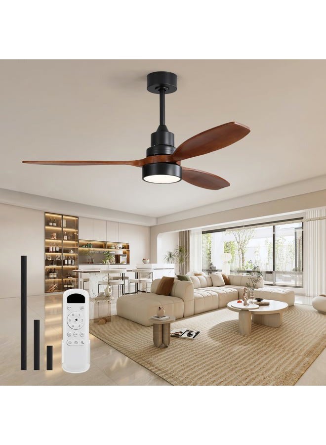 Sofucor Ceiling Fan with Lights, 52 Inch Mordern Wood Ceiling Fan with Remote for Indoor Farmhouse Bedroom Living Room Outdoor Patio Porch, Reversible DC Motor, Noiseless - Image 1