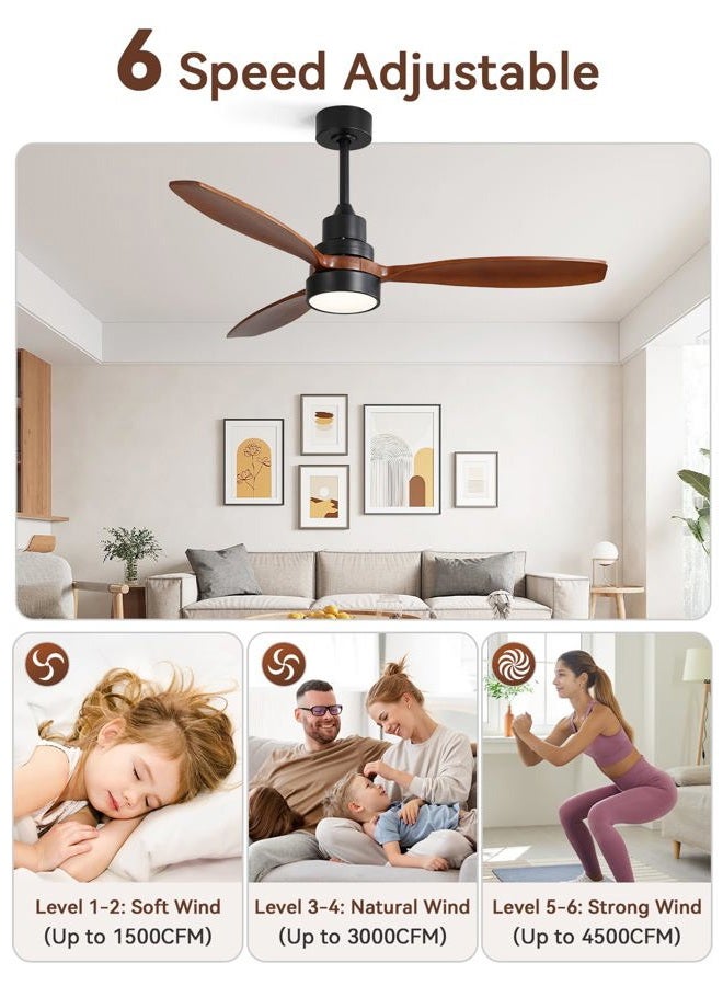 Sofucor Ceiling Fan with Lights, 52 Inch Mordern Wood Ceiling Fan with Remote for Indoor Farmhouse Bedroom Living Room Outdoor Patio Porch, Reversible DC Motor, Noiseless - Image 5