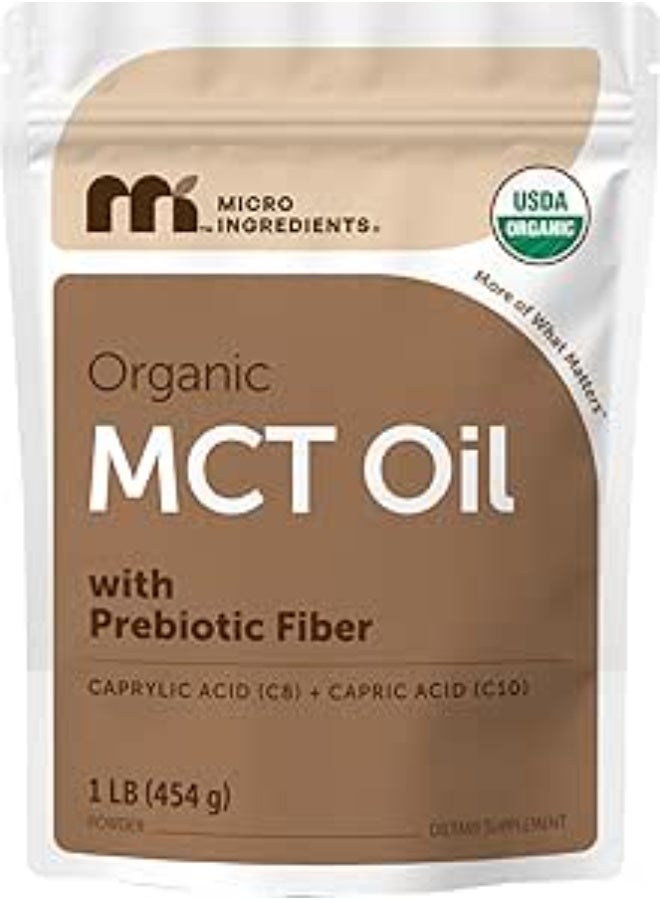 Micro Ingredients Organic MCT Oil Powder with Prebiotic Fiber,1 Pound(16 Ounce), Fast Fuel for Body and Brain, C8 MCT Oil for Coffee Creamer, No GMOs, Keto Diet, Vegan - Image 1