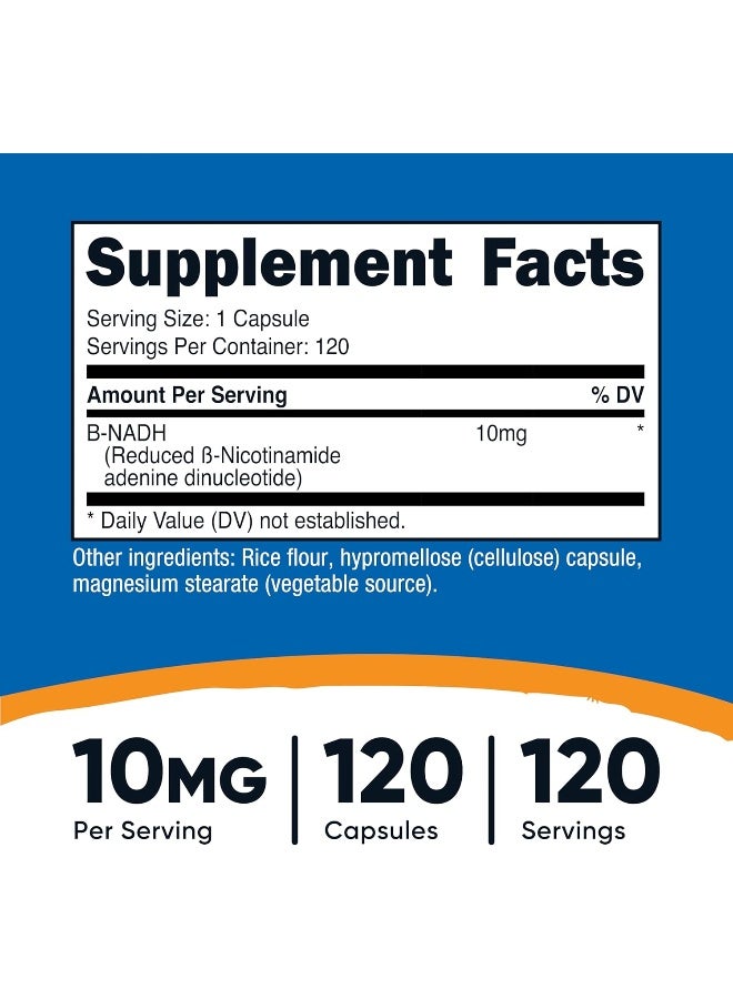 Nutricost مكمل غذائي NADH 10 ملغ للبالغين - 120 كبسولة - Image 2