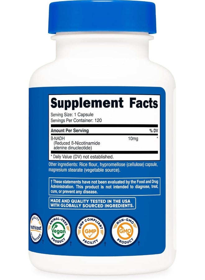 Nutricost مكمل غذائي NADH 10 ملغ للبالغين - 120 كبسولة - Image 5