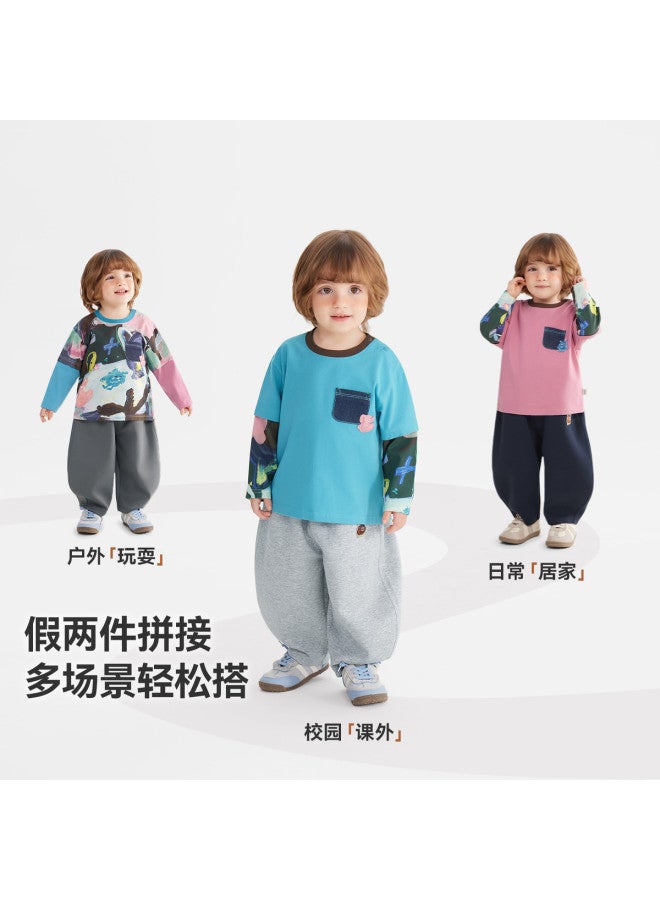Xinjiang Cotton] Baby T-shirt Spring/autumn Style Boys' Base Layer Top Children's Fake Two-piece 2026 New Arrival - Image 4
